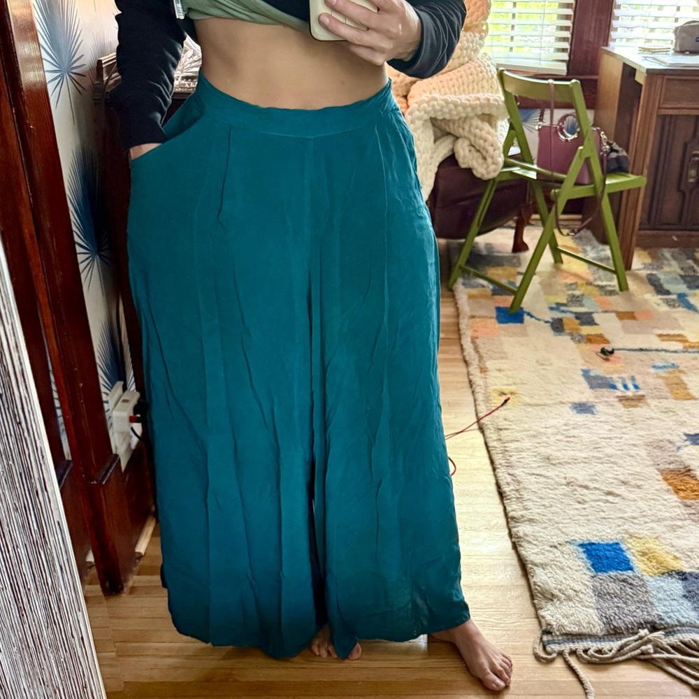 Rayon wide leg pants